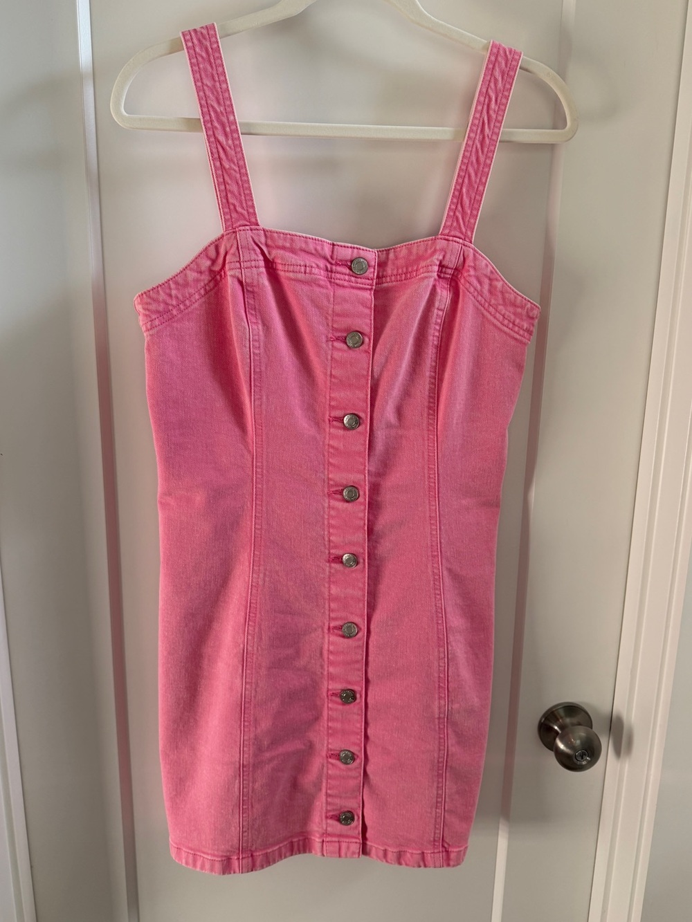 GAP Pink Denim Button Front Mini Dress | M